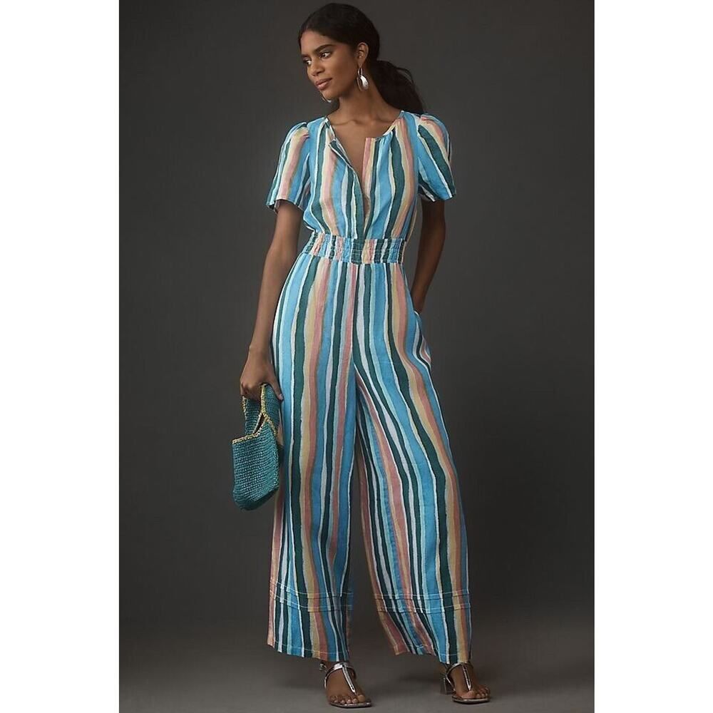 Anthropologie The Somerset Jumpsuit Stripe Jumpsuit Size Medium